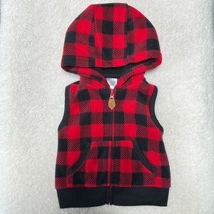 Carter’s Buffalo Plaid Baby Boy Hooded Vest - Sz. 3mo.